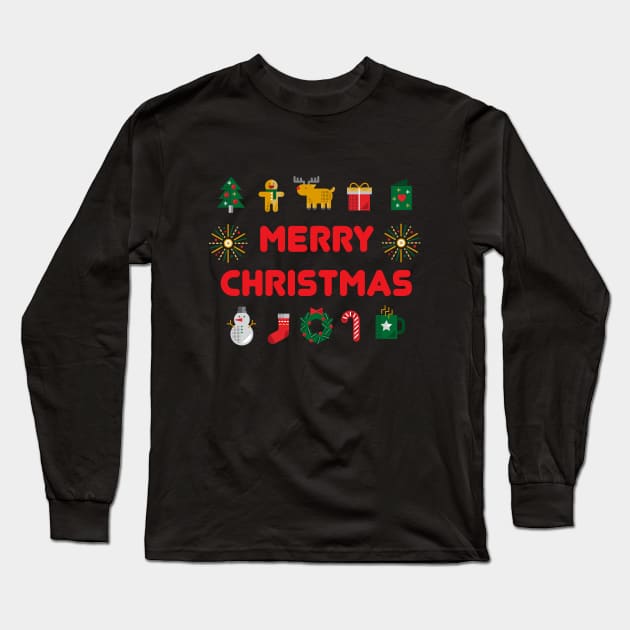 Merry Christmas Long Sleeve T-Shirt by D_Machine